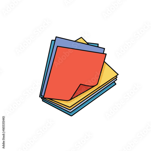 Vibrant stack of colorful papers perfect for organization, note-taking, and creative projects, ideal for business or personal use.