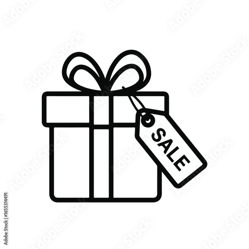 Gift box with sale tag, perfect for promotions, discounts, and marketing campaigns, creating excitement and anticipation