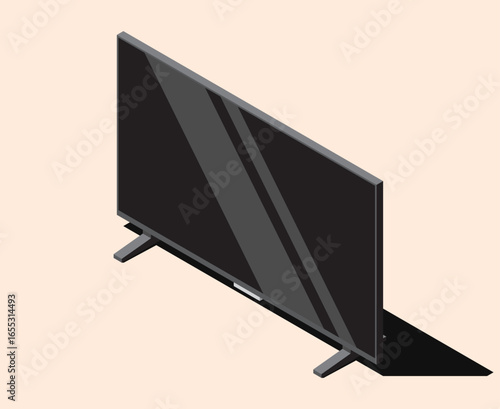 Isometric modern TV. Isometric led TV. Home television. Realistic smart led tv with shadow