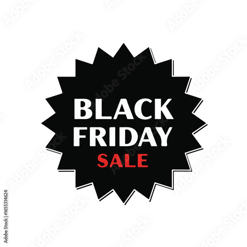 Black Friday Sale emblem with a striking starburst design, perfect for promotions and special offers to attract customers.
