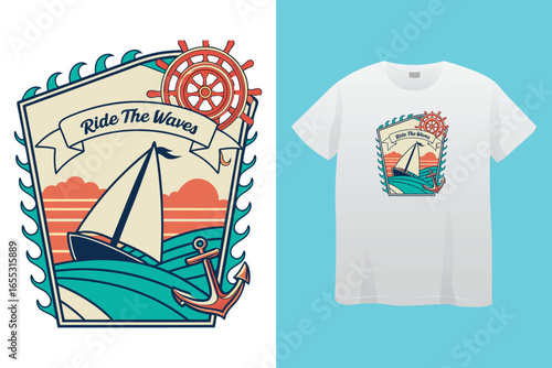 Great adventure sailor graphic vector art t-shirt design print