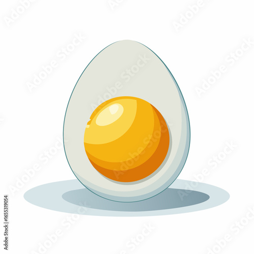 Cartoon Sliced Egg With Bright Yolk