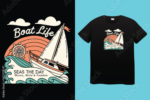 Thousand miles sailor graphic vector art t-shirt design print