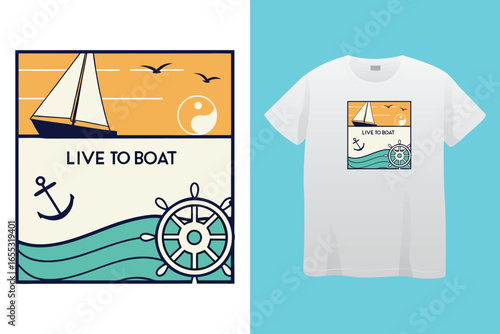 Thousand miles sailor graphic vector art t-shirt design print