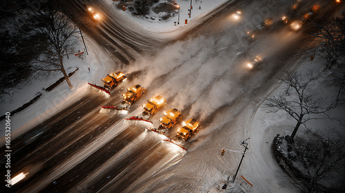 High-drama winter visuals of snow removal equipment battling extreme snowstorms.
