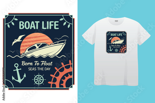 Thousand miles sailor graphic vector art t-shirt design print