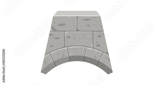 Stylized Stone Archway Illustration with Flat Design Technique for Fantasy Game Elements