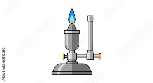 Detailed illustration showcasing a bunsen burner with a vibrant blue flame laboratory equipment safety demonstration 71 characters