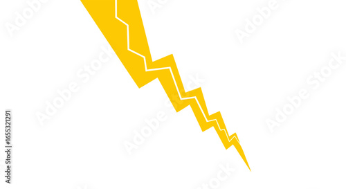 Dramatic Yellow Lightning Bolt Illustration on White Background for Energy Themes