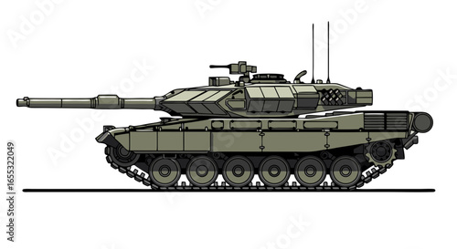 Schematic Illustration of a Heavily Armored Main Battle Tank Ready for Strategic Military Operations