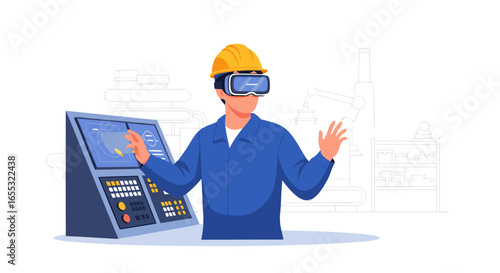 Worker Using Virtual Reality for Industrial Process Control and Automation Optimization for Enhanced Operational Efficiency