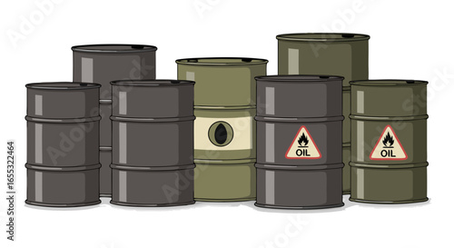 Oil Barrels Stacked in Storage Depicting Energy Reserves and Potential Environmental Concerns or Economic Indicators Related to Petroleum Industry