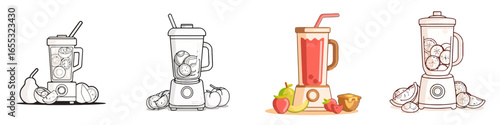 Craft vibrant, healthy smoothies and juices with this versatile blender set featuring fresh fruits and a delicious honey pot for ultimate recipe inspiration.