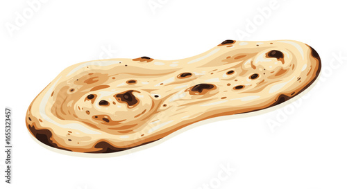Illustration of flatbread with toasted spots offers a culinary glimpse suitable for diverse content needs