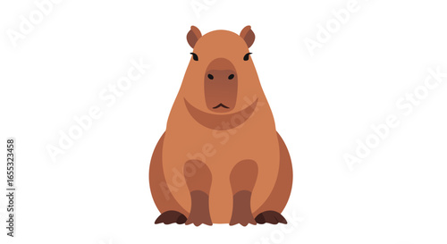 Adorable capybara illustration with soft brown tones and simple shapes presenting a cute and friendly demeanor for kids and animal lovers alike