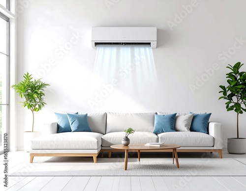 Modern living room with air conditioning