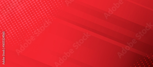 red background with dynamic half tone, creating an abstract design. The color palette includes shades like maroon, orange, and peach, adding depth to the visual. 