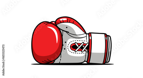 Cartoon Boxing Glove Illustration Emphasizing Sporty Style and Powerful Punch, Isolated on a White Background for Versatile Application
