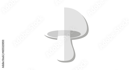 Monochrome Mushroom Illustration with Soft Shadows for Minimalist Design Projects