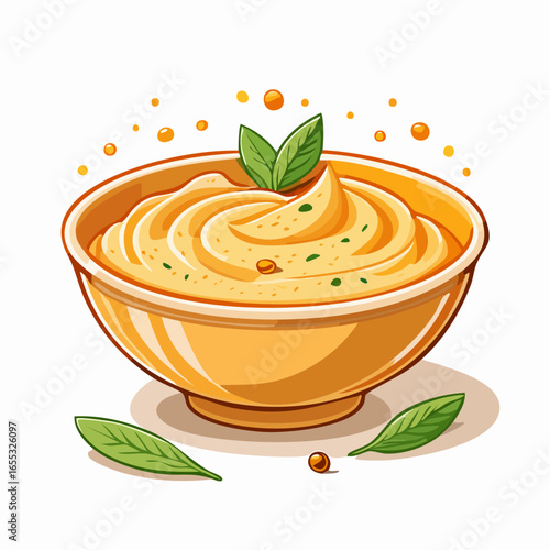 Pixel Art Orange Bowl Of Whipped Hummus