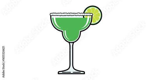Refreshing lime margarita illustration on a white backdrop for summer celebrations and happy hour specials at vibrant bars and tropical resorts