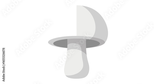 Minimalist fungal depiction showcasing neutral tones and simplified shape, a straightforward representation of mycological organisms for educational
