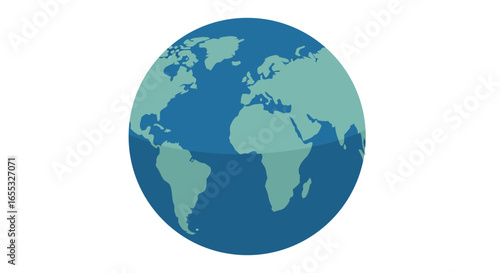 Stylized World Globe Illustration Depicting Continental Landmasses and Oceanic Realms