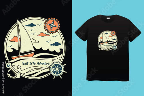 boating t shirt design 100% vector best Vector graphic for t shirt and other uses. print ready any products ship trendy stylish fashion t shirt vector design classic vintage template 