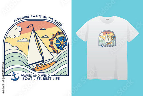 boating t shirt design 100% vector best Vector graphic for t shirt and other uses. print ready any products ship trendy stylish fashion t shirt vector design classic vintage template 