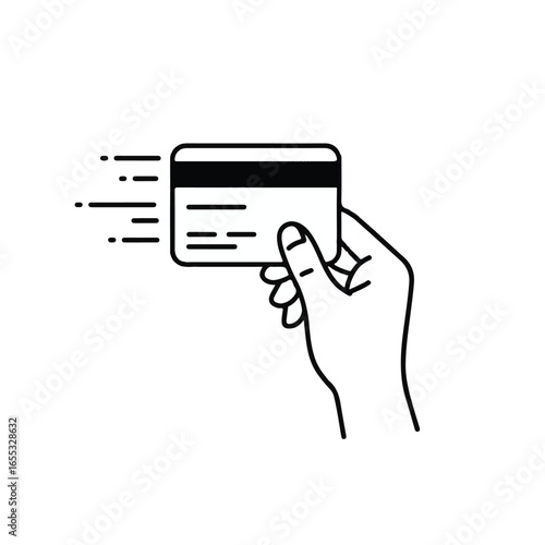 Effortless transactions with a speeding credit card, perfect for finance, banking, and modern payment solutions, sleek design, vector origin