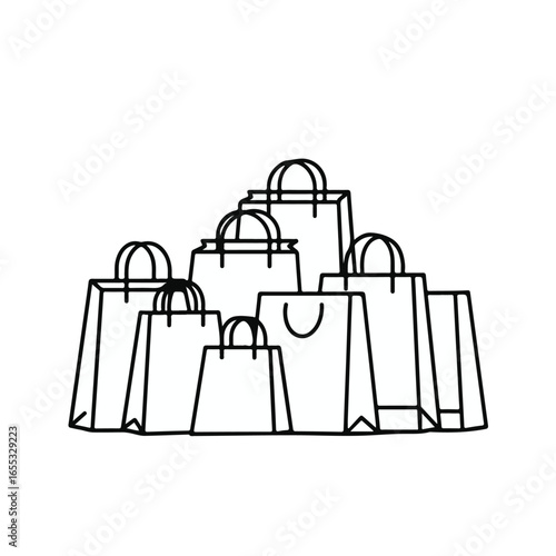 Vibrant collection of shopping bags symbolizing retail therapy, consumerism, and successful purchasing experiences, perfect for marketing campaigns and e-commerce.
