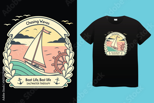 I am the boat captain - Boat Captain T Shirt Design, Hand drawn lettering phrase, Isolated on Black background, For the design of postcards, cups, card, posters.