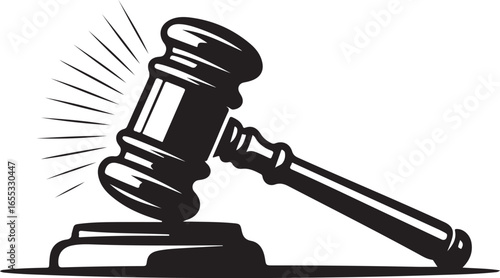 Judge hammer silhouette vector, Judge gavel icon black vector illustration