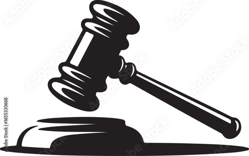 Judge hammer silhouette vector, Judge gavel icon black vector illustration