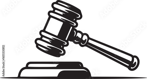 Judge hammer silhouette vector, Judge gavel icon black vector illustration
