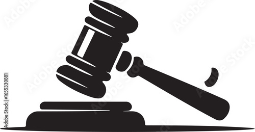 Judge hammer silhouette vector, Judge gavel icon black vector illustration