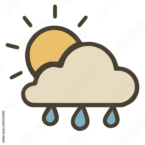 partly cloudy with a chance of light rain flat graphic