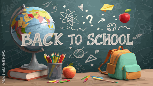 A Vibrant and Colorful Back to School Themed Vector Design Featuring Educational Elements and Cheerful Illustrations Suitable for Various Creative Projects and