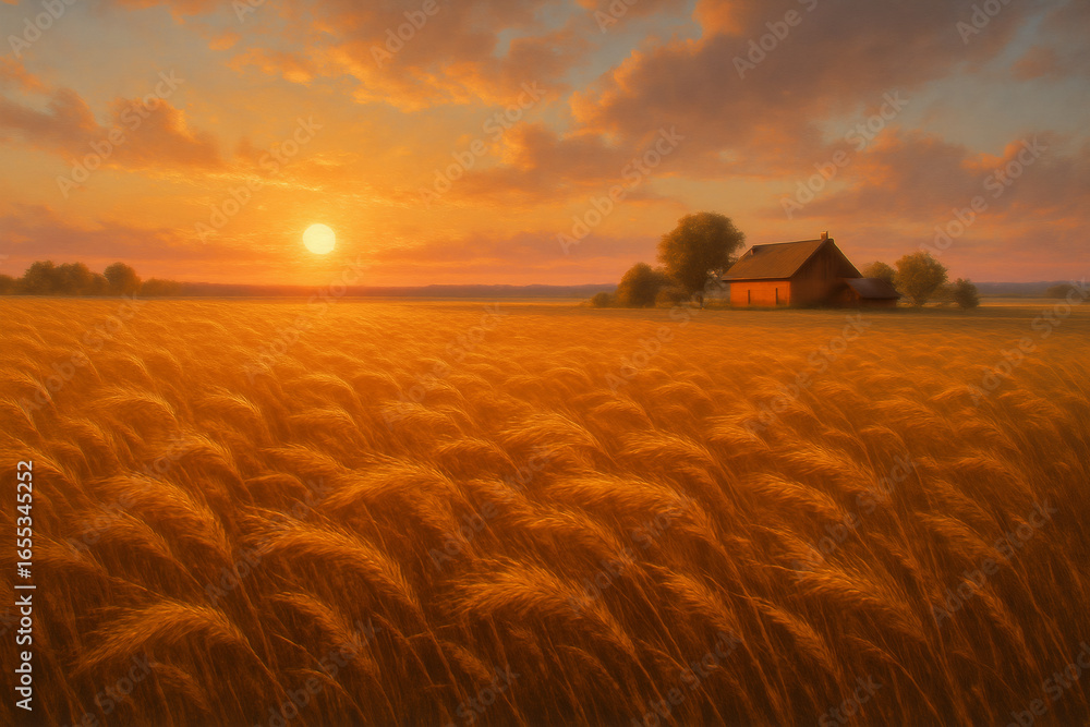 Fototapeta premium Twilight Wheat Field