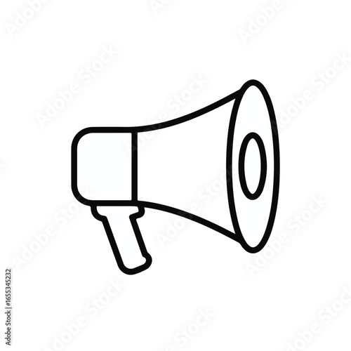 Announce exciting news or promotions with this bold, clean megaphone icon, perfect for conveying important messages and grabbing attention for your brand's next big announcement.