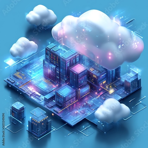 Digital city of servers in a cloud computing environment.