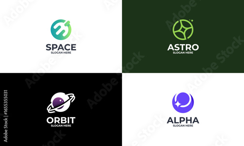 Set of Planet logo design template concept, Space Astronomy logo designs template vector