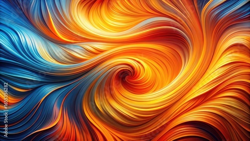 Abstract Swirling Hues A Symphony of Vibrant Orange and Blue Concentric Lines Creating a Mesmerizing Vortex of Color and Motion