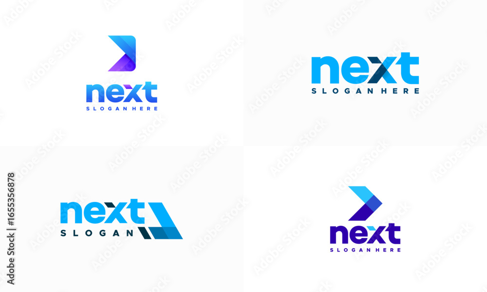 Fototapeta premium Set of Modern Next Logo designs concept vector, Arrow logo designs concept