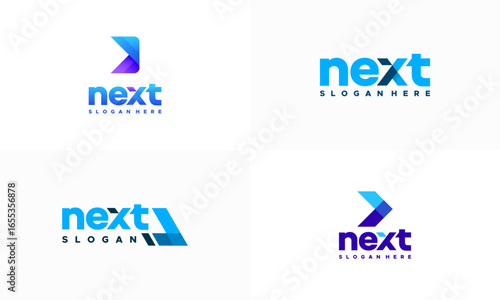 Set of Modern Next Logo designs concept vector, Arrow logo designs concept