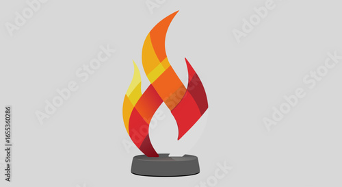 Flame Trophy: A sleek, colorful flame trophy, symbolizing achievement and inspiration, stands against a clean background, perfect for representing awards and recognition. 