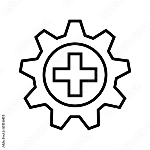 Clipboard and gear icon. Project management concept line style. Technical support check list with cog. Software development concept. Vector illustration for web and app. EPS 10
