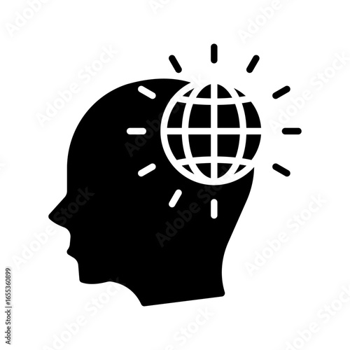 Global Thinking Icon Flat Vector Illustration
