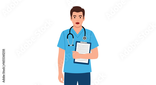 Healthcare Professional in Uniform: A dedicated healthcare professional in uniform stands tall, exuding competence and approachability with a stethoscope.&#x20;