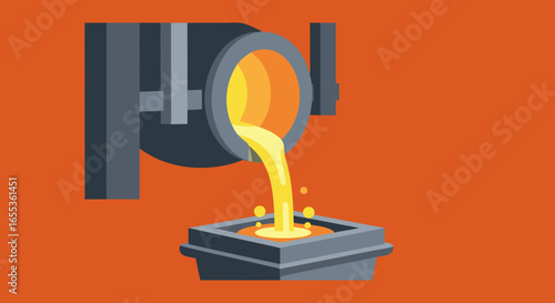 Metal Pouring Illustration: Witness the controlled pouring of molten metal, a dynamic industrial illustration that captures the raw power of industry. It's a symbol of creation, transformation.